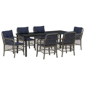 vidaXL Conjunto De Comedor De Jard&iacute;n 7 Pcs Gris Y Negro Rat&aacute;n Vidaxl
