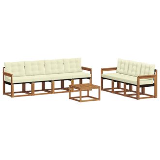 vidaXL Conjunto De Sof&aacute;s De Exterior Con Coj&iacute;n 8 Pcs Natural Y Crema Vidaxl