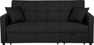 Beliani Sof&aacute; Cama Tapizado Negro Con Funci&oacute;n De Dormir Estilo Moderno Glomma
