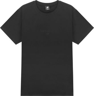 New Balance Logo Embroidered Knit Sports Round Neck Short Sleeve Couple Style Black AMT21548-BK