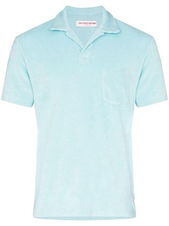 Orlebar Brown Poloshirt met fleece textuur - Blauw