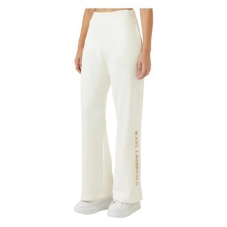 Karl Lagerfeld Broeken, Dames, Wit, S, Katoen, Wide-Leg Trainingsbroeken