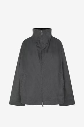 Toteme Kurzer Mantel aus gewachstem Stoff mit Stehkragen