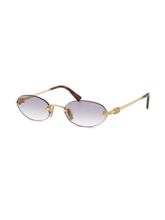 Miu Miu Eyewear MUA54S5AK04O Oval Metal Frame Sunglasses - Gold