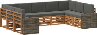 vidaXL Conjunto De Sof&aacute;s De Exterior 9 Uds. Natural Y Antracita Vidaxl