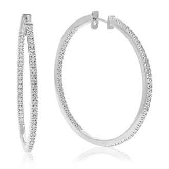 Vir Jewels 1 cttw Lab Grown Diamond Hoop Earrings in Sterling Silver With Hidden Post For Women