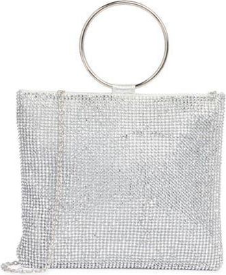 Jessica McClintock Nesta Ring Rhinestone Clutch in Silver at Nordstrom Rack