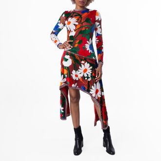 Burberry Daisy Garden Print Velvet Dress, Brand Size 4 ( US Size 2 )