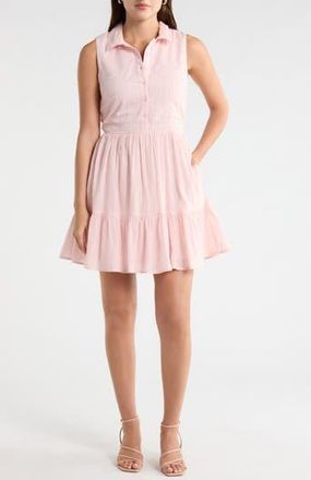 Melrose and Market Tiered Sleeveless Shirt Dress in Pink- Ivory at Nordstrom Rack, Size Xx-Large