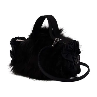 Simone Rocha Faux Fur Ruffle Mini Bag - Black