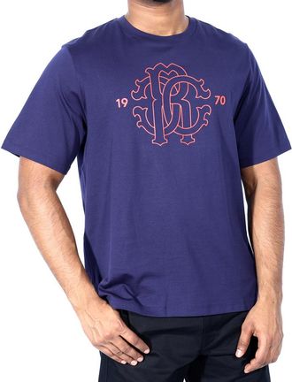 Roberto Cavalli Mens Indigo Rc Logo Cotton T-Shirt, Size XX-Large