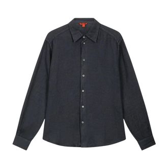 Barena Linnen overhemd met comfortabele pasvorm - Heren - Casual Overhemden - Blauw - XL - Linnen - Overhemden