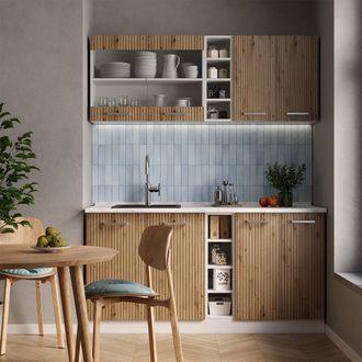 Vicco Cocina Vers&aacute;til R-line, Roble Artesanal/blanco, 160 Cm, Et Antracita
