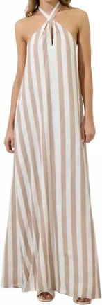 Sugarlips Vivienne Striped Maxi Dress In Beige