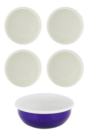 Elifle Two Tone Enamel Cereal Bowl - Set of 4 in Royal Blue & Ivory at Nordstrom
