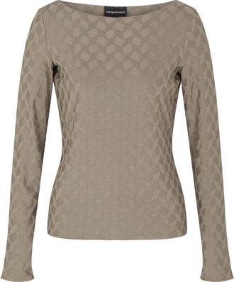 Emporio Armani Jacquard Jersey Jumper - Dames - Longsleeves - Bruin - S - Tops