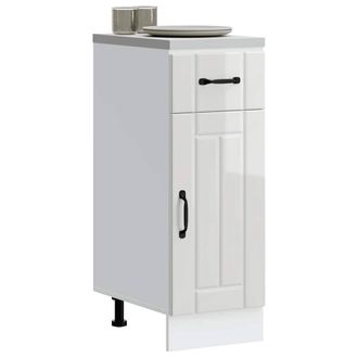 Berkfield Home Kitchen Base Cabinet Lucca High Gloss White Engineered Wood