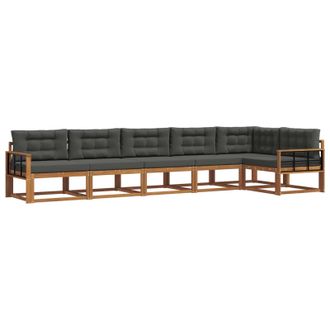 vidaXL Conjunto De Sof&aacute;s De Exterior 6 Pcs Natural Y Antracita Vidaxl