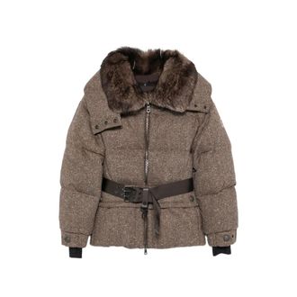 Moncler Belted Faux-fur Collar Jacket