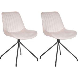Beliani Set di 2 sedie imbottite in velluto beige senza braccioli con base a croce Navasota