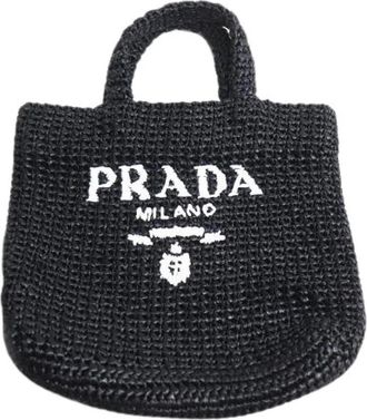 Prada Pre-owned Gehaakte Raffia Tote Bag - Dames - Vintage Shopper - Zwart - ONE Size - Vintage