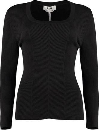 Msgm Luxe Zwarte Trui - Dames - Ronde hals truien - Zwart - M - Truien & Vesten