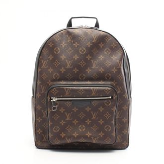 Louis Vuitton Black Brown Coated Canvas Leather Backpack Handbag (Pre-Owned)