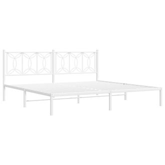 Berkfield Home Metal Bed Frame without Mattress with Headboard White 193x203cm | Size: 193x203 cm