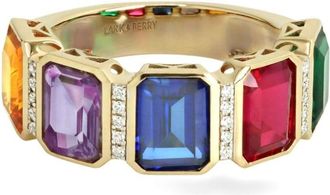 Lark & Berry 14kt yellow gold Nexus gemstone ring - women - Lab Grown Diamond/Emerald/Lab-grown Ruby/14kt Yellow Gold - 6 1/2