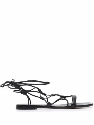 Gianvito Rossi lace-up leather sandals - women - Leather/Leather/Leather - 37.5 - Black