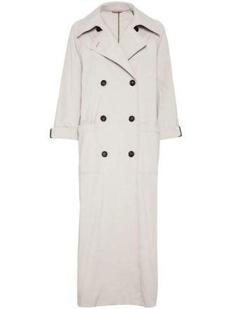 Brunello Cucinelli notched-collar double-breasted coat - women - Polyamide - 40 - Grey