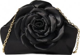 Lele Sadoughi Womens Rosie Satin Clutch Bag In Jet