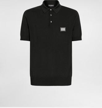 Dolce & Gabbana Wool Polo-shirt With Branded Tag - Man Sweaters And Cardigans Black 44