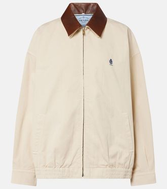 Prada Giacca blouson oversize in cotone con pelle