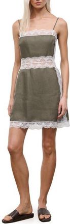 Staud Amalina Lace Linen Minidress in Thyme at Nordstrom, Size 00