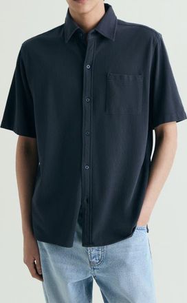 Scalpers Honeycomb Resort Shirt in Navy at Nordstrom, Size 43