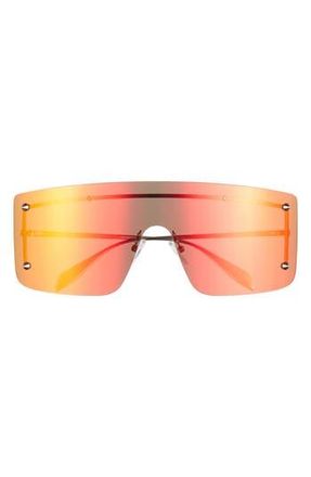 Alexander McQueen 99mm Rimless Aviator Sunglasses in Silver Silver Red at Nordstrom Rack