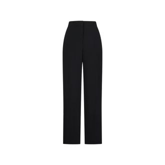 Givenchy Broeken, Dames, Zwart, M, Leer, Slim Fit Tailored Pantalon van Cr&ecirc;pe Cady