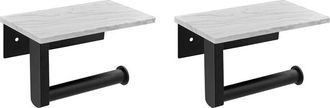 OEM 2 Soportes Para Papel Higi&eacute;nico De M&aacute;rmol Con Estante, Soporte De Pared Para Papel Higi&eacute;nico, Para Armario De Ba&ntilde;o, Decorativo, Negro