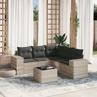 vidaXL Vidaxl - Set Divano Da Giardino 6pz Con Cuscini Grigio Chiaro Polyrattan