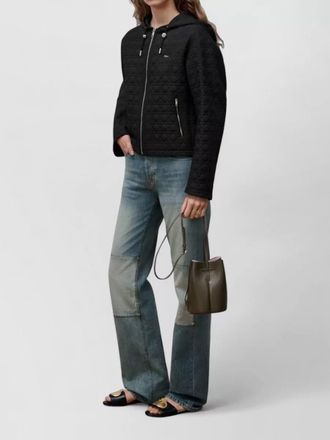 Dior hooded coat quilted design drawstring detail