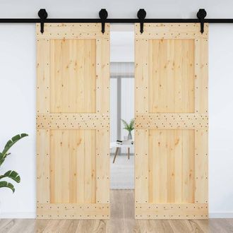 Berkfield Home Beautiful Door NARVIK 85x210 cm Solid Wood Pine in Light Tan