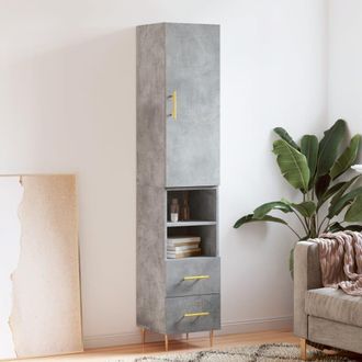 Berkfield Home Highboard Concrete Grey 34.5x34x180 cm Engineered Wood