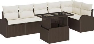 vidaXL Garden Sofa Set 7 pcs Brown and cream 100 x 55 x 73 cm Vidaxl