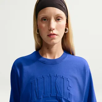 Nike Womens Nike Sportswear Classic Loose Long-Sleeve T-Shirt in Blue | IV5501-417