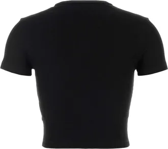 Fendi Logo-Appliqu&eacute; Ribbed Cotton T-Shirt - Black