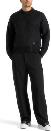 Mani&egrave;re De Voir Kamil Art Slogan Brushed Knit Jumper in Black at Nordstrom, Size Medium
