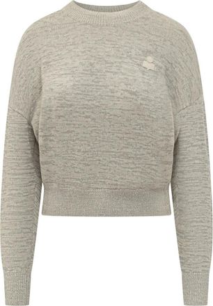 Isabel Marant Geborduurde Logo Sweater - Dames - Ronde hals truien - Grijs - S - Katoen - Truien & Vesten