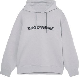 Emporio Armani Logo Hoodie met Geplockt Profiel - Heren - Hoodies - Grijs - M - Hoodies & sweatvesten