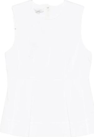 Vince Katoenmix Geplooide Top met Panelen - Dames - Blouses - Wit - 2XS - Katoen - Overhemden